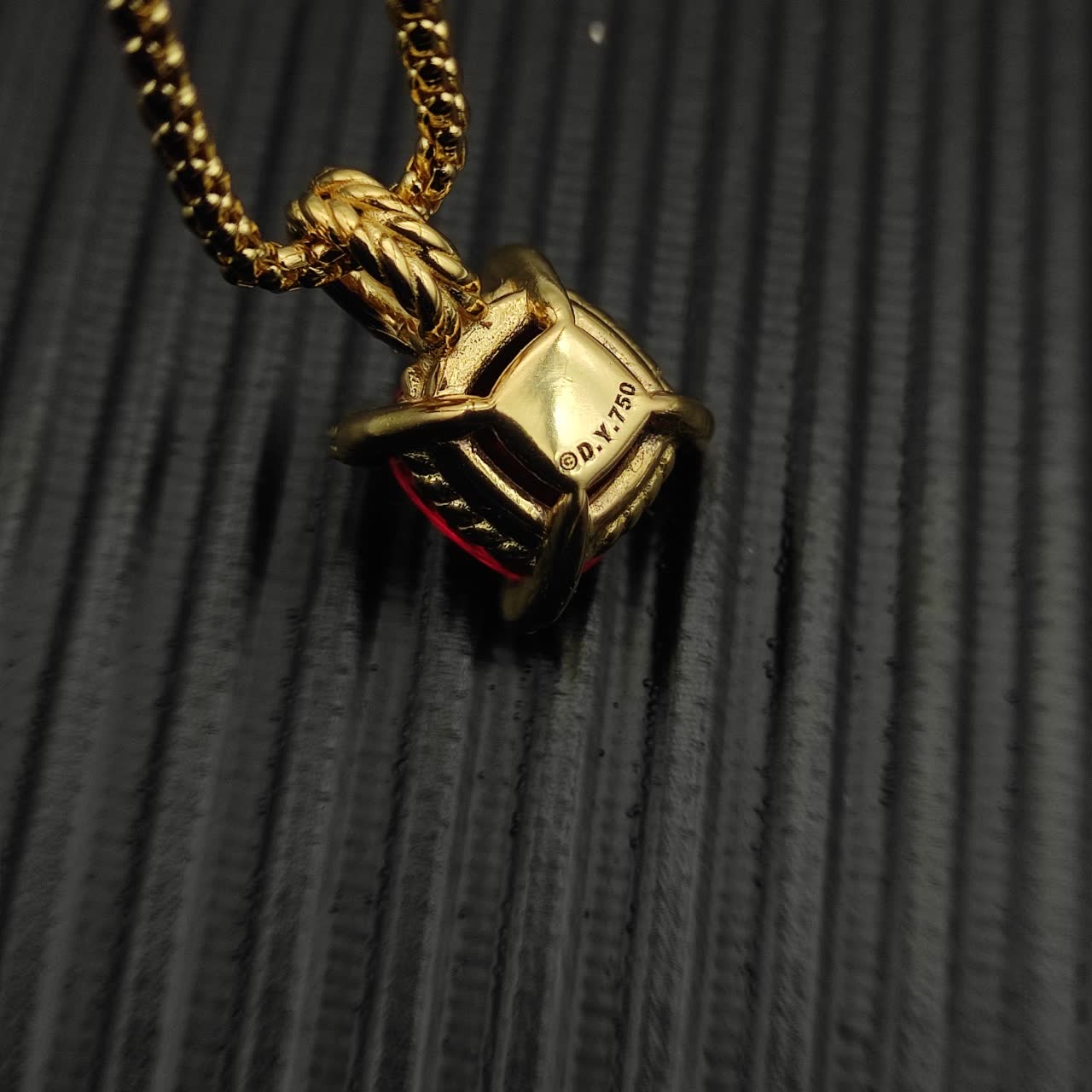 David Yurman Cable Collectibles 18K Yellow Gold Ruby and Diamond Albion Necklace